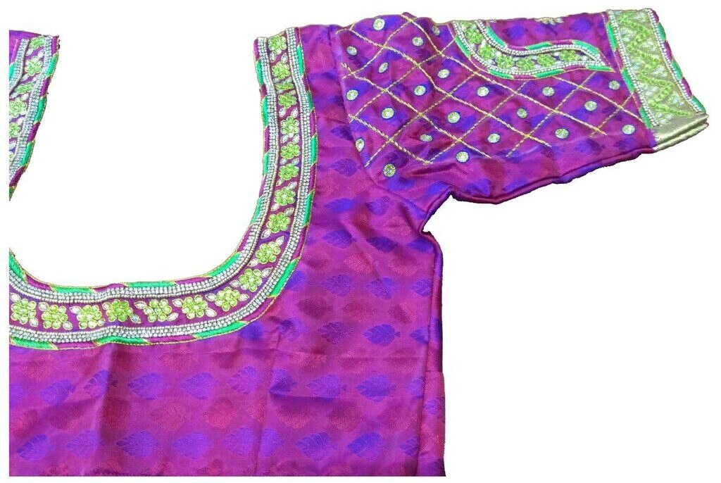 2Womens Hand Embroidery Maggam Work Blouse (Pink Colour)